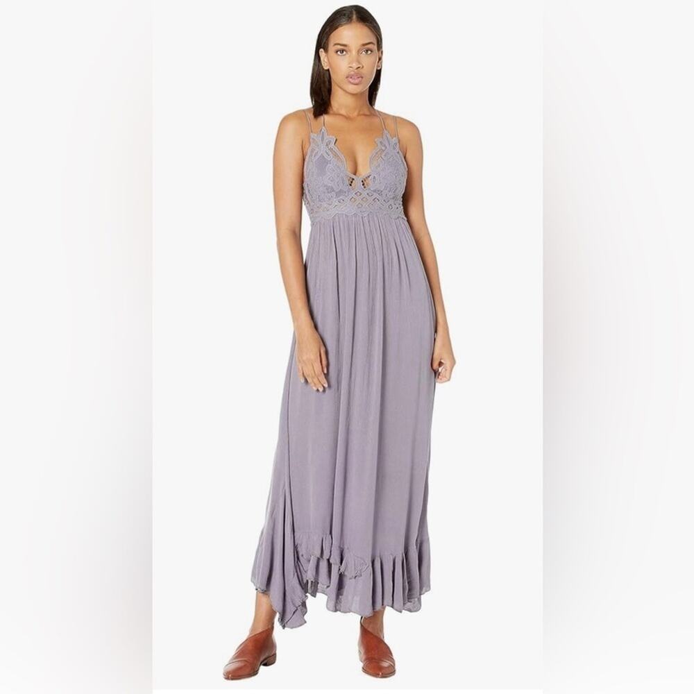 Free People Adella Sleeveless Maxi Slip Dress in Dark Gray Mauve - Size Medium